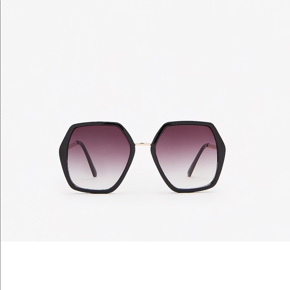 New Trendy Purple Tinted Hexagon Sunglasses